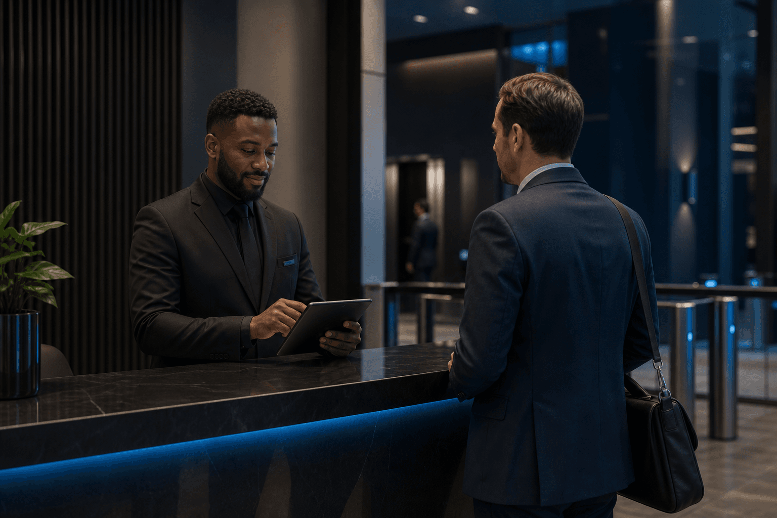 Corporate reception using digital visitor check-in