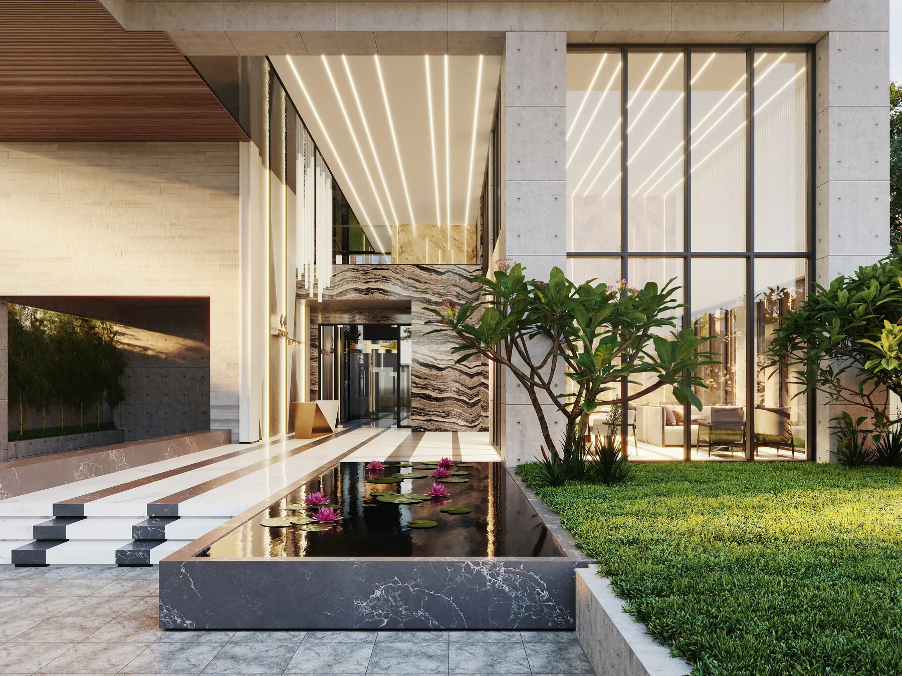 Premium residential entrance with controlled access